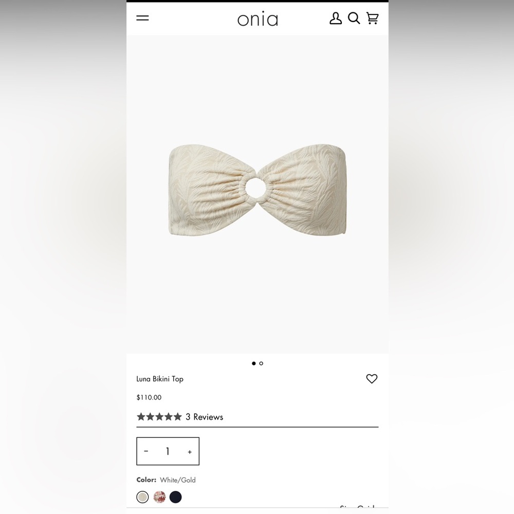 Onia Luna Bikini Top | White/Gold